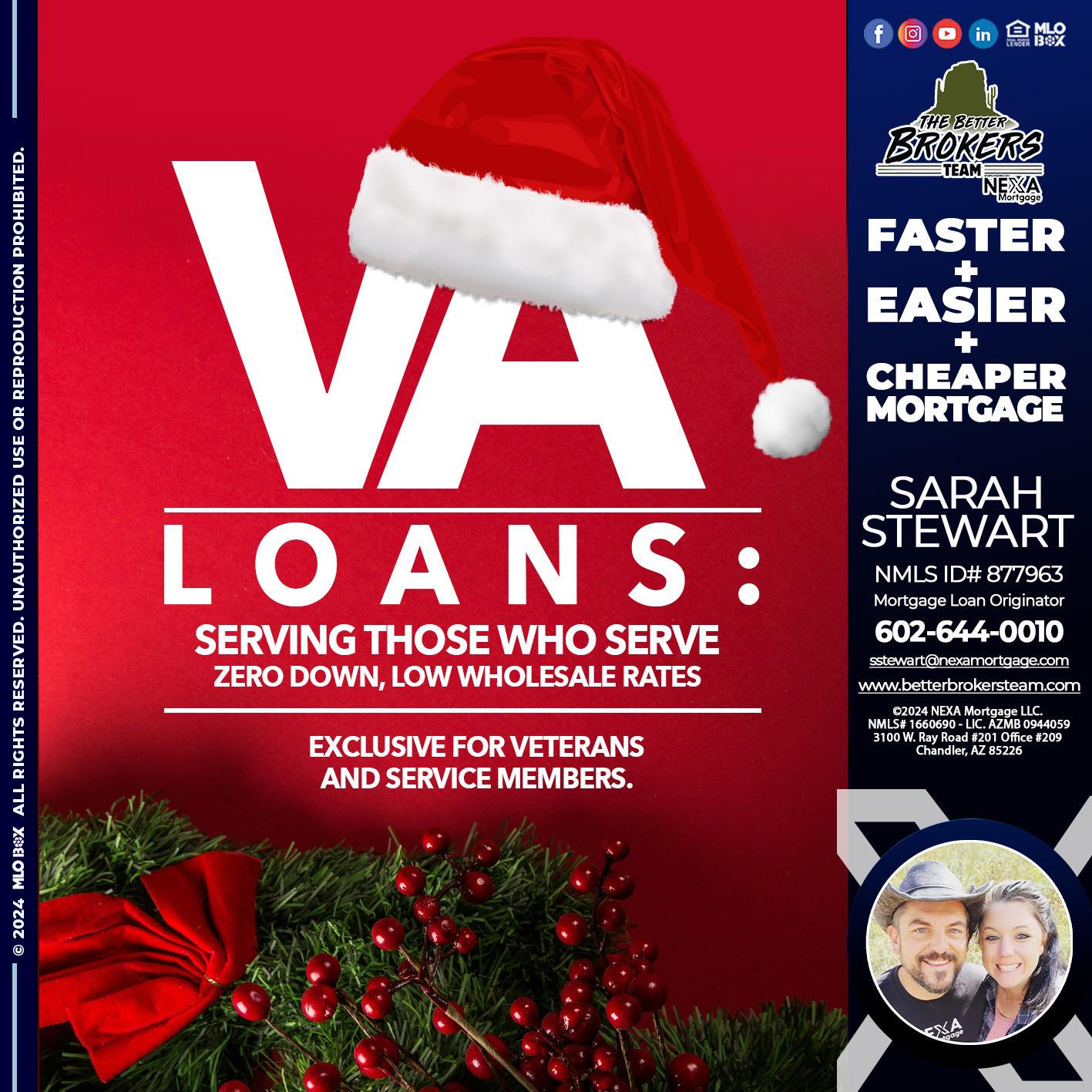 VA LOANS - Sarah Stewart -Mortgage Loan Originator
