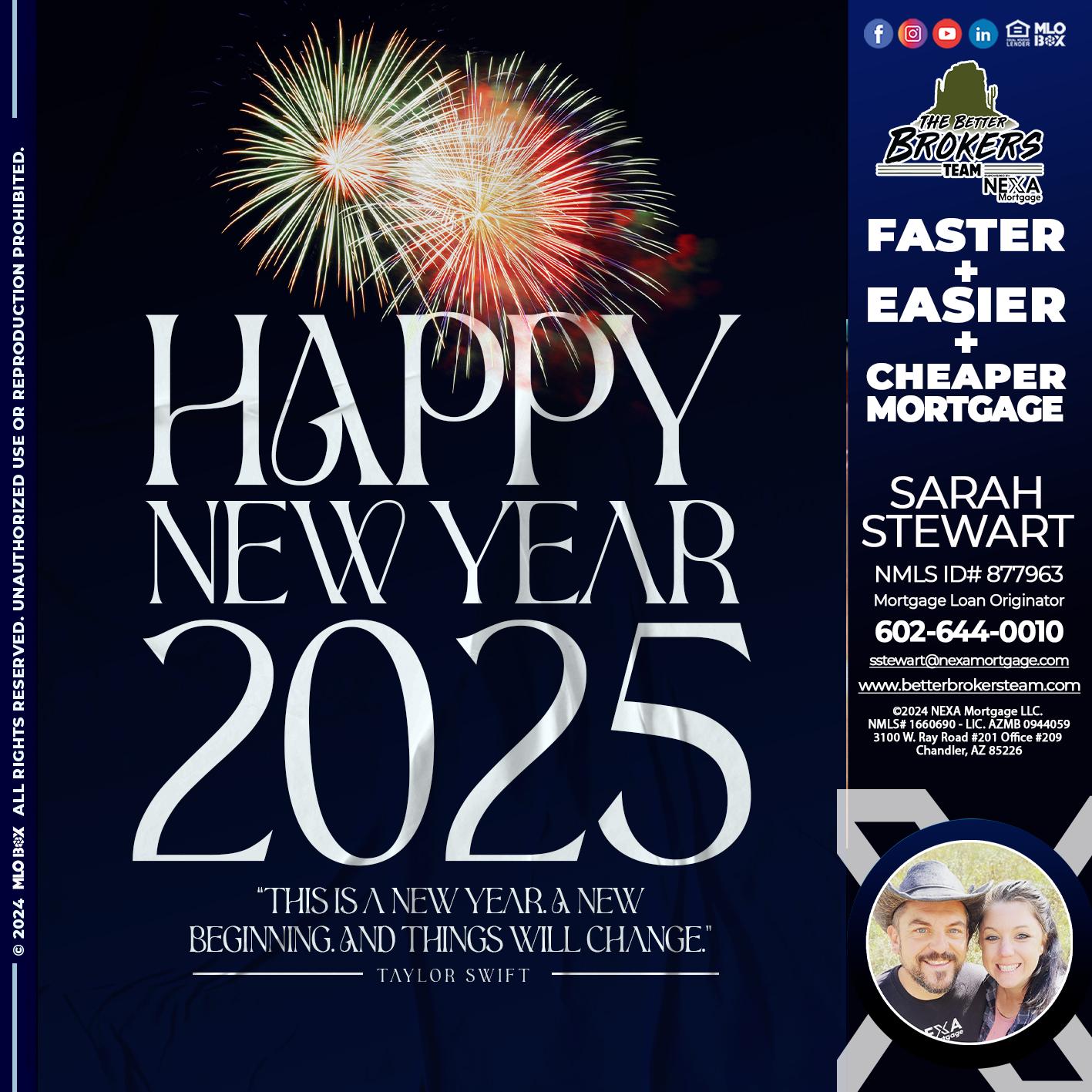 HAPPY NEW YEAR 2025 - Sarah Stewart -Mortgage Loan Originator