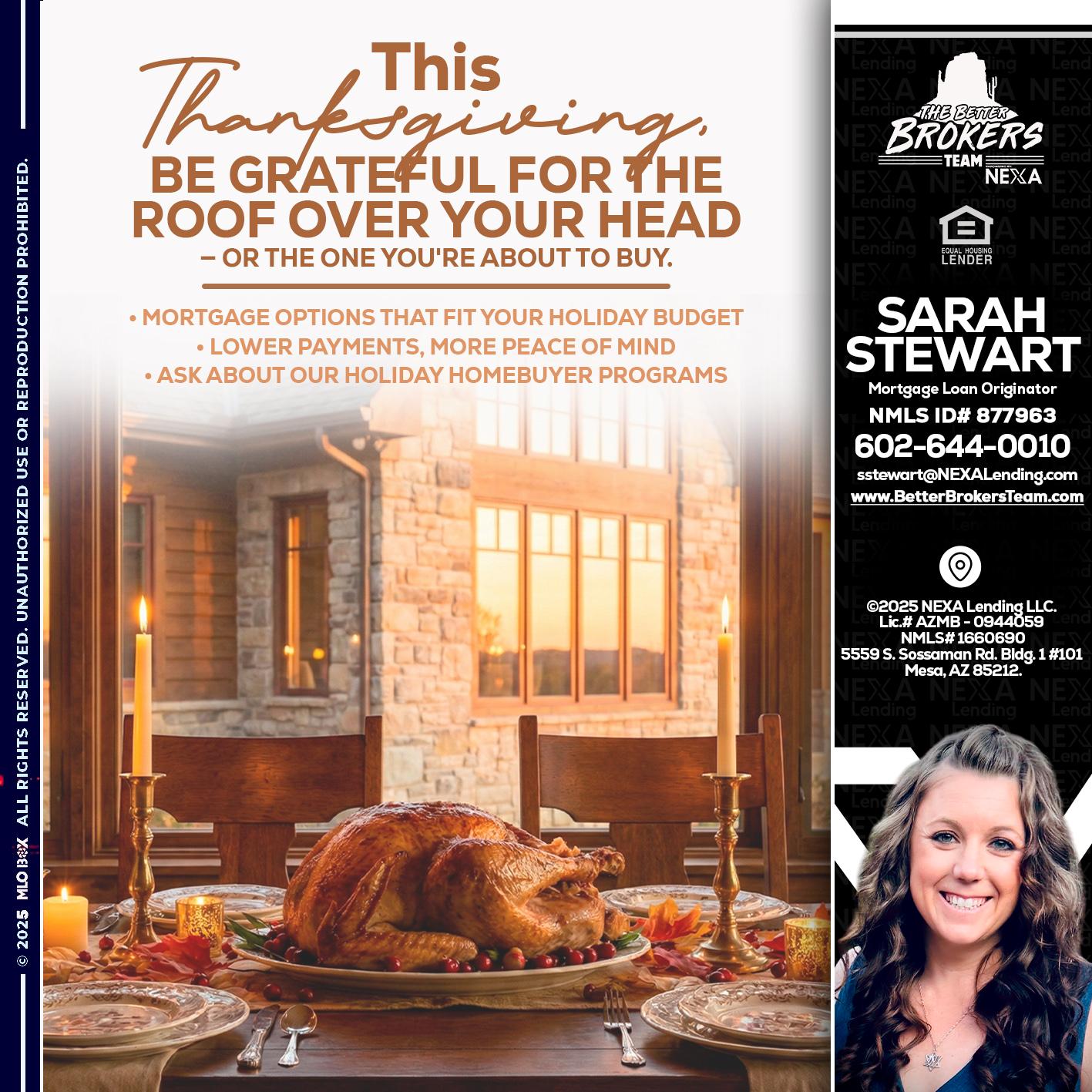 THIS THANKSGIVING - Sarah Stewart -Mortgage Loan Originator