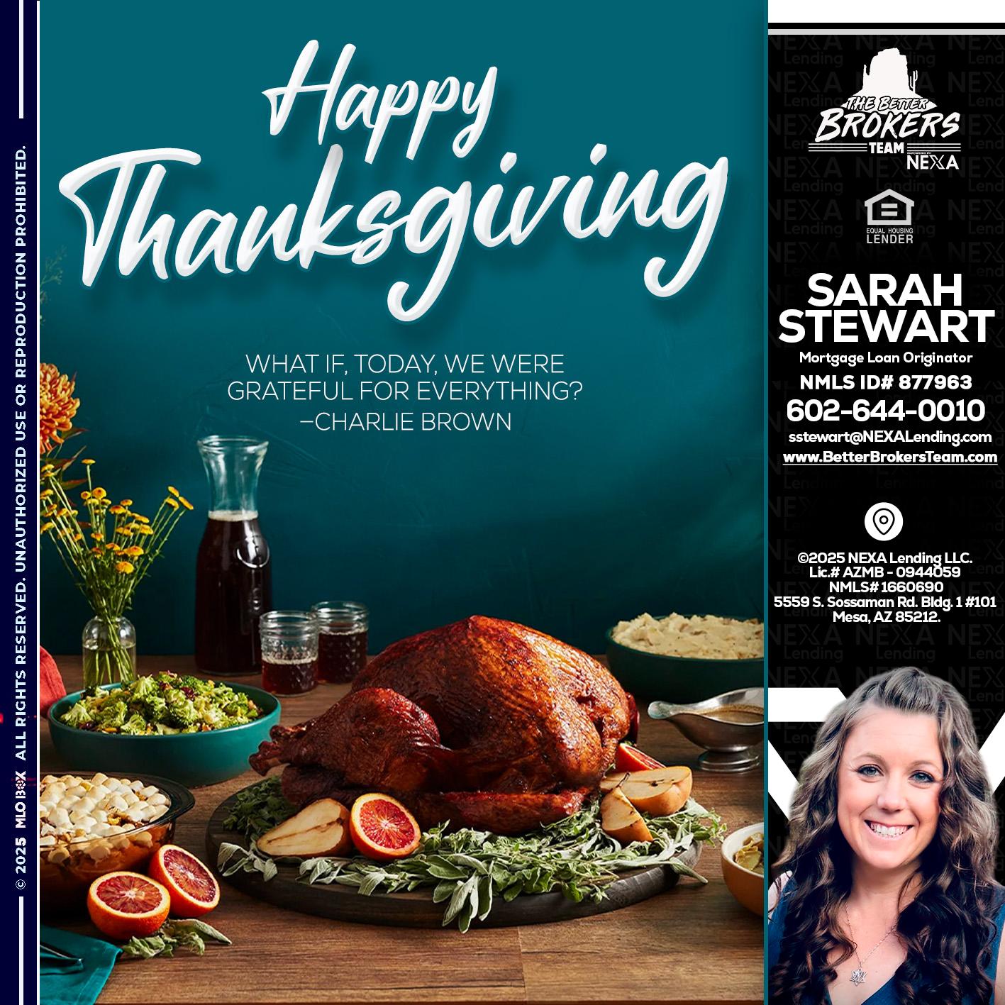 happy Thanksgiving - Sarah Stewart -Mortgage Loan Originator
