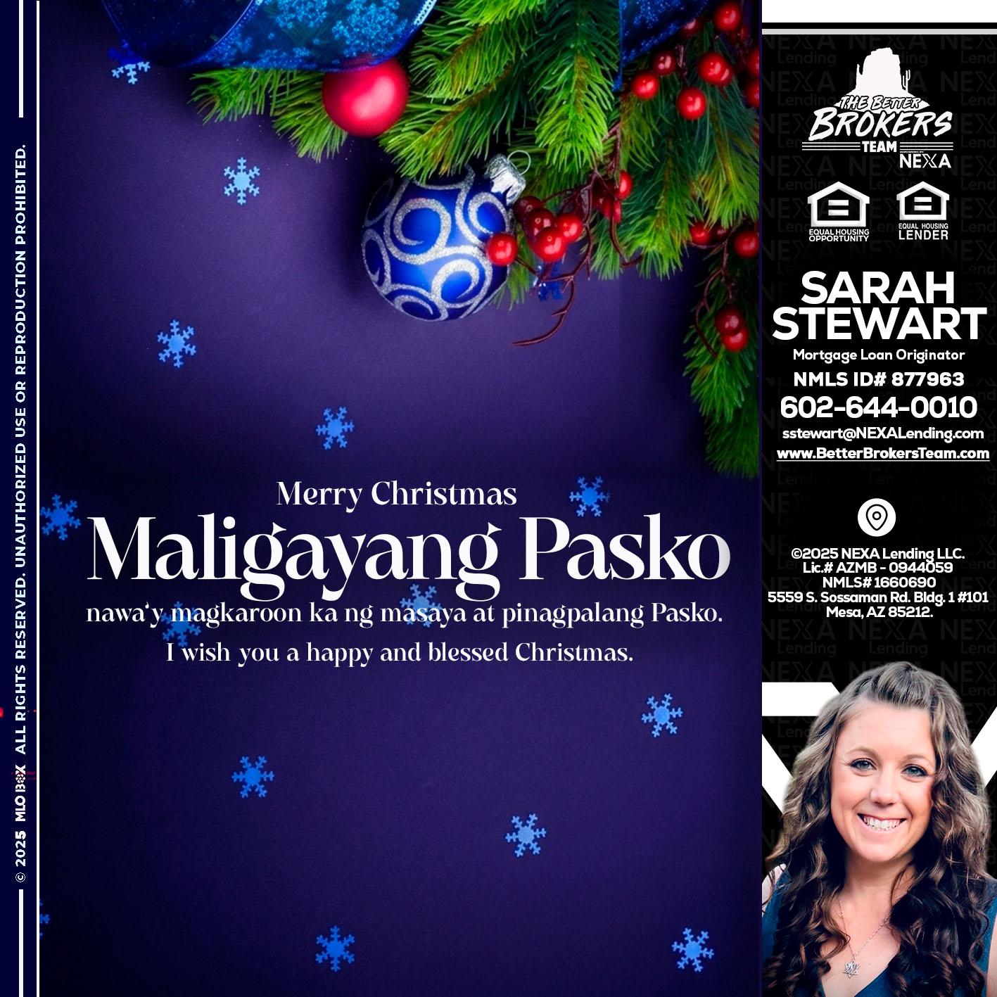 Maligayang Pasko - Sarah Stewart -Mortgage Loan Originator
