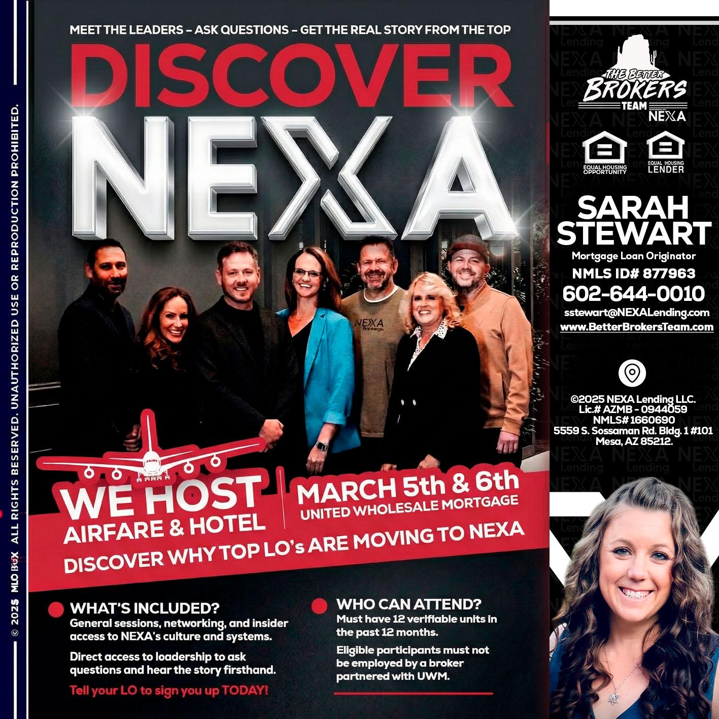 DISCOVER NEXA - Sarah Stewart -Mortgage Loan Originator