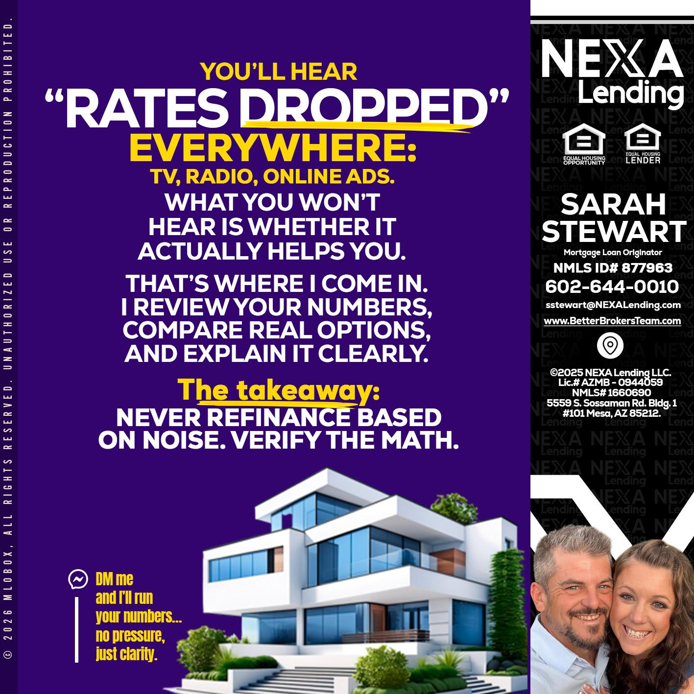 RATES DOPPED - Sarah Stewart -Mortgage Loan Originator
