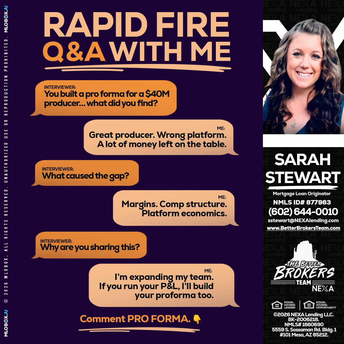 RAPID FIRE - Sarah Stewart -Mortgage Loan Originator
