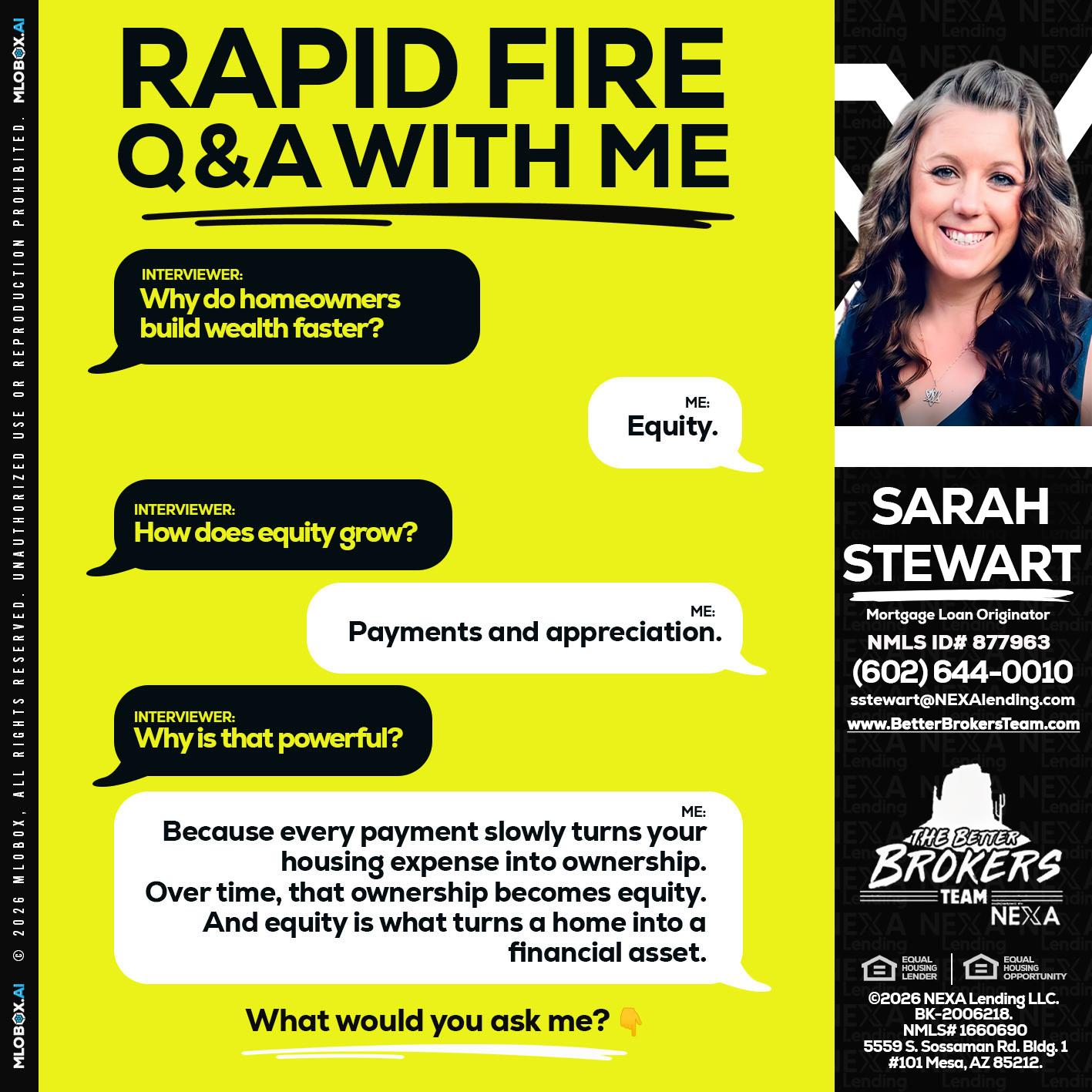 RAPID FIRE Q&A - Sarah Stewart -Mortgage Loan Originator