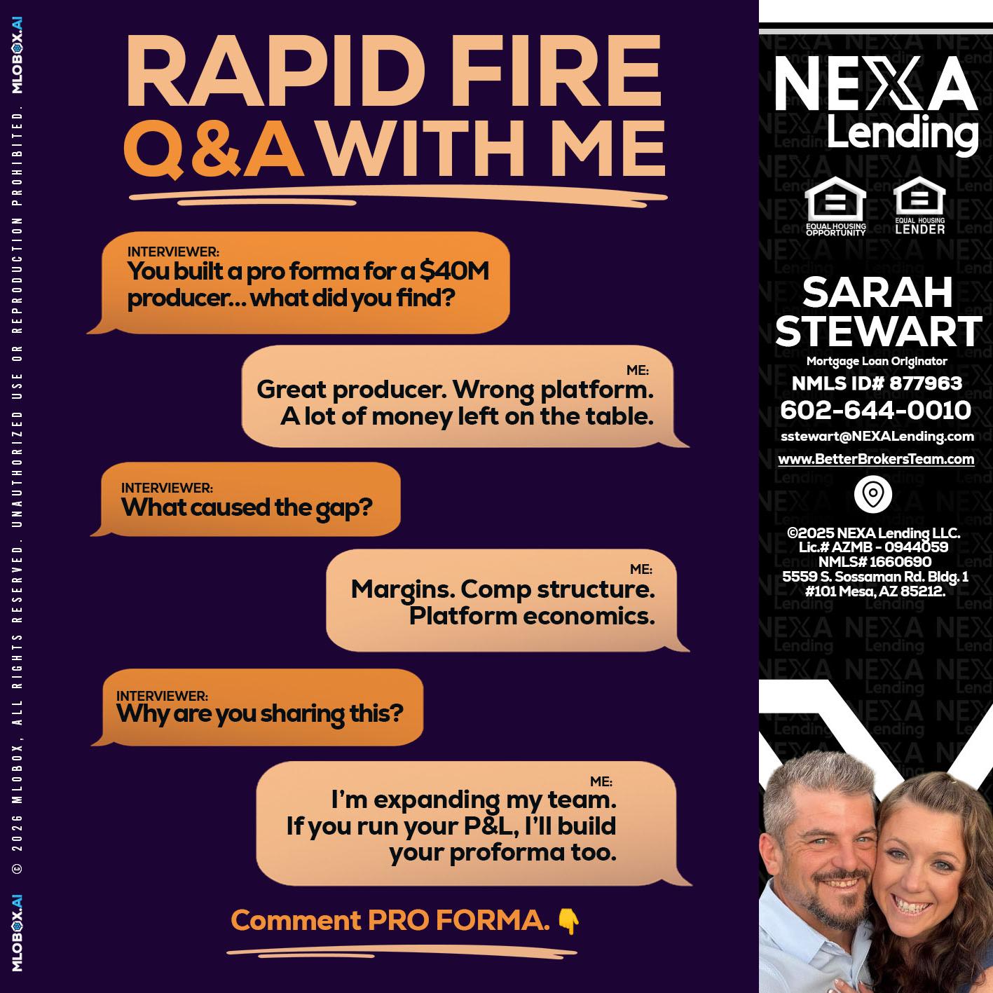 RAPID FIRE - Sarah Stewart -Mortgage Loan Originator