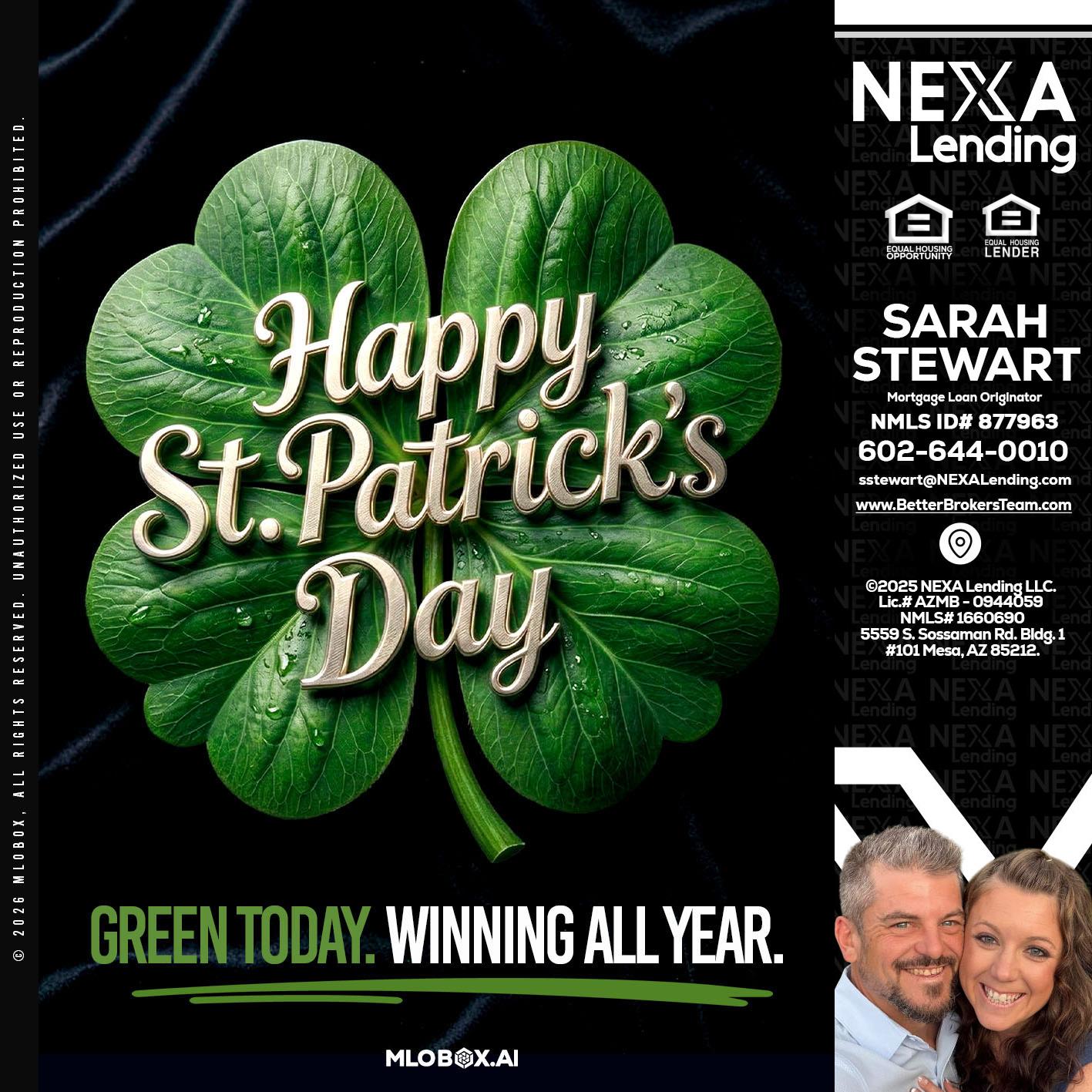 happy st. Patricks day - Sarah Stewart -Mortgage Loan Originator
