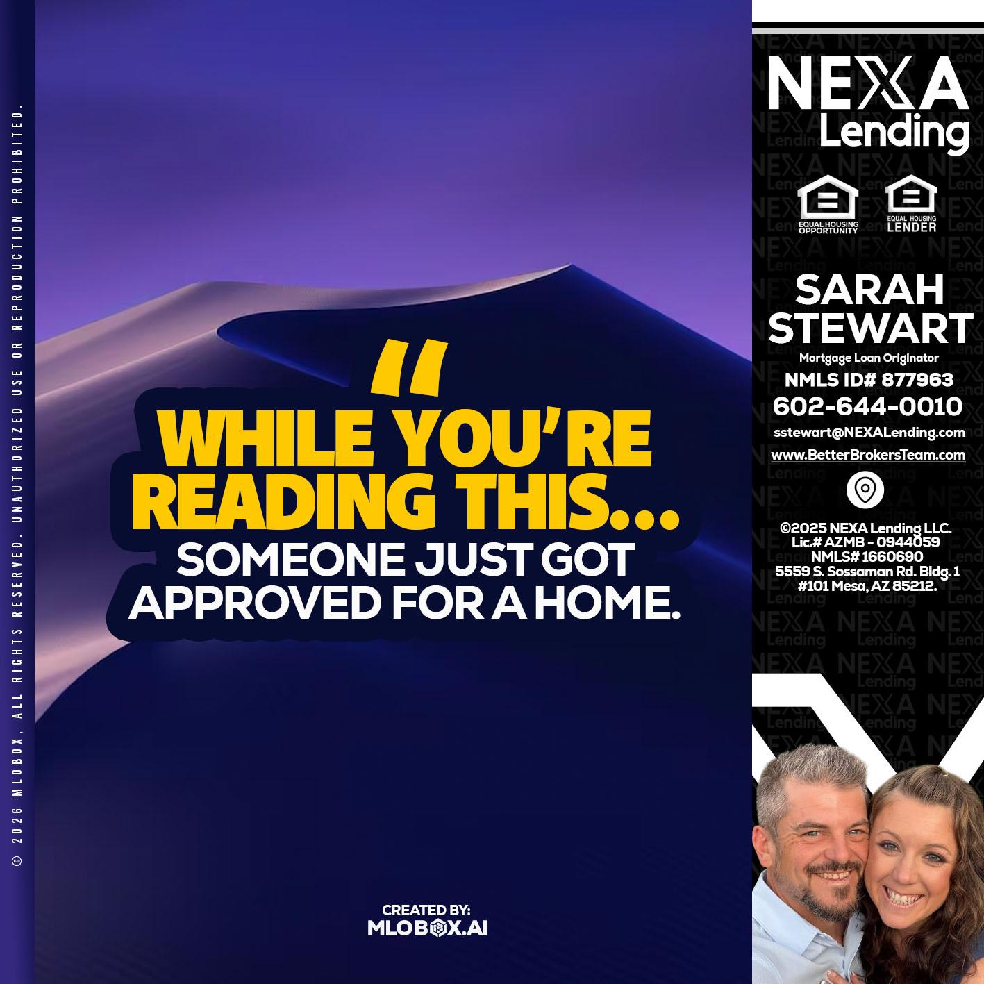 WHILE YOU - Sarah Stewart -Mortgage Loan Originator