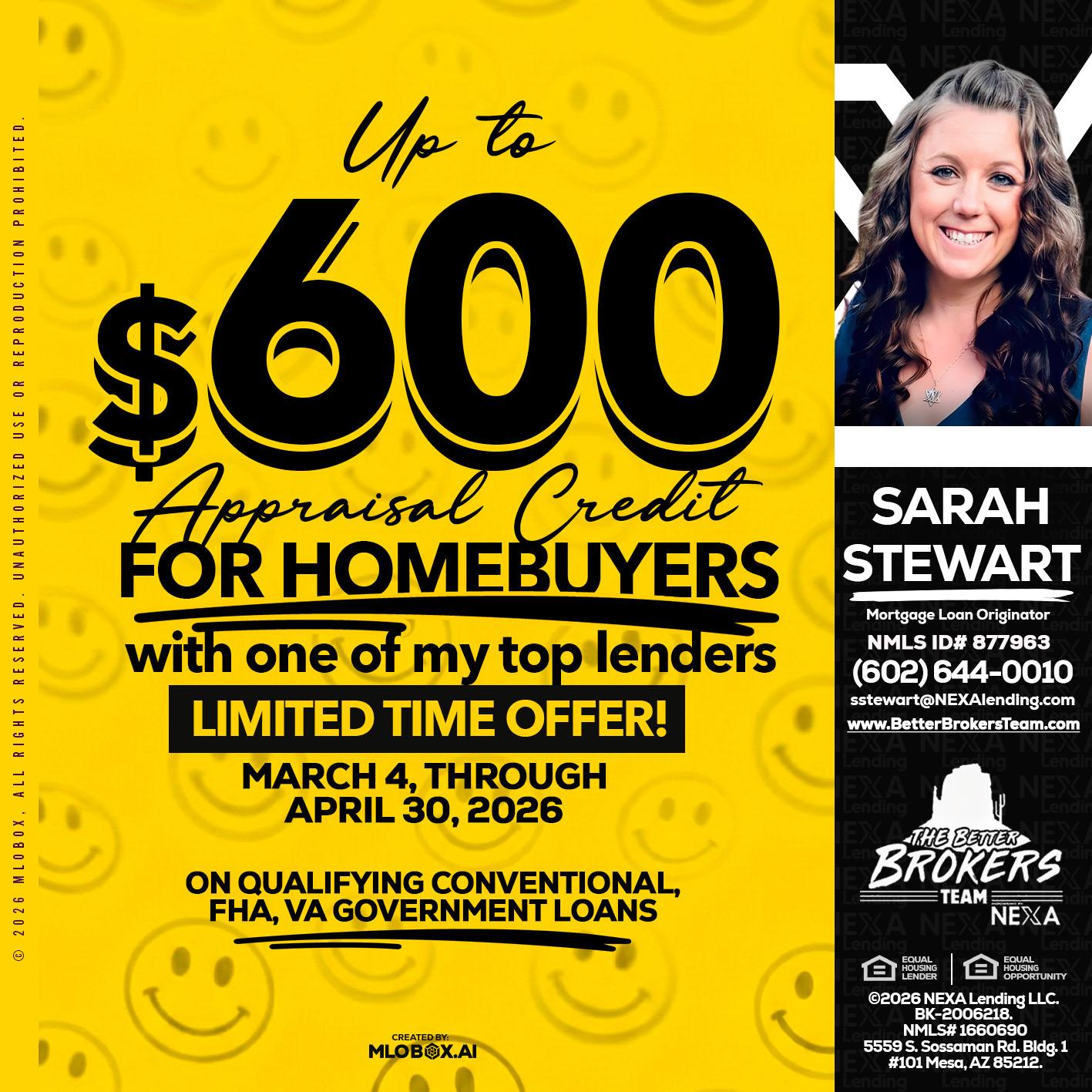 UP TO 600 - Sarah Stewart -Mortgage Loan Originator