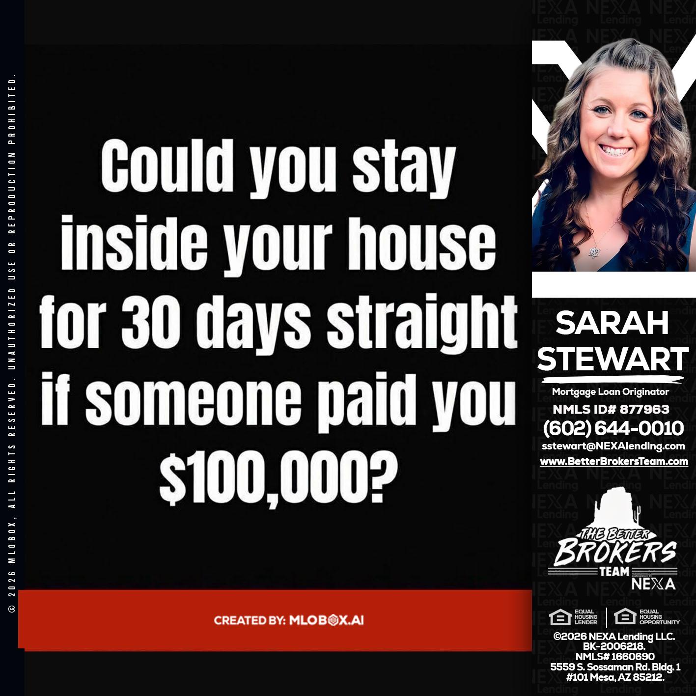 COULD YOU STAY - Sarah Stewart -Mortgage Loan Originator