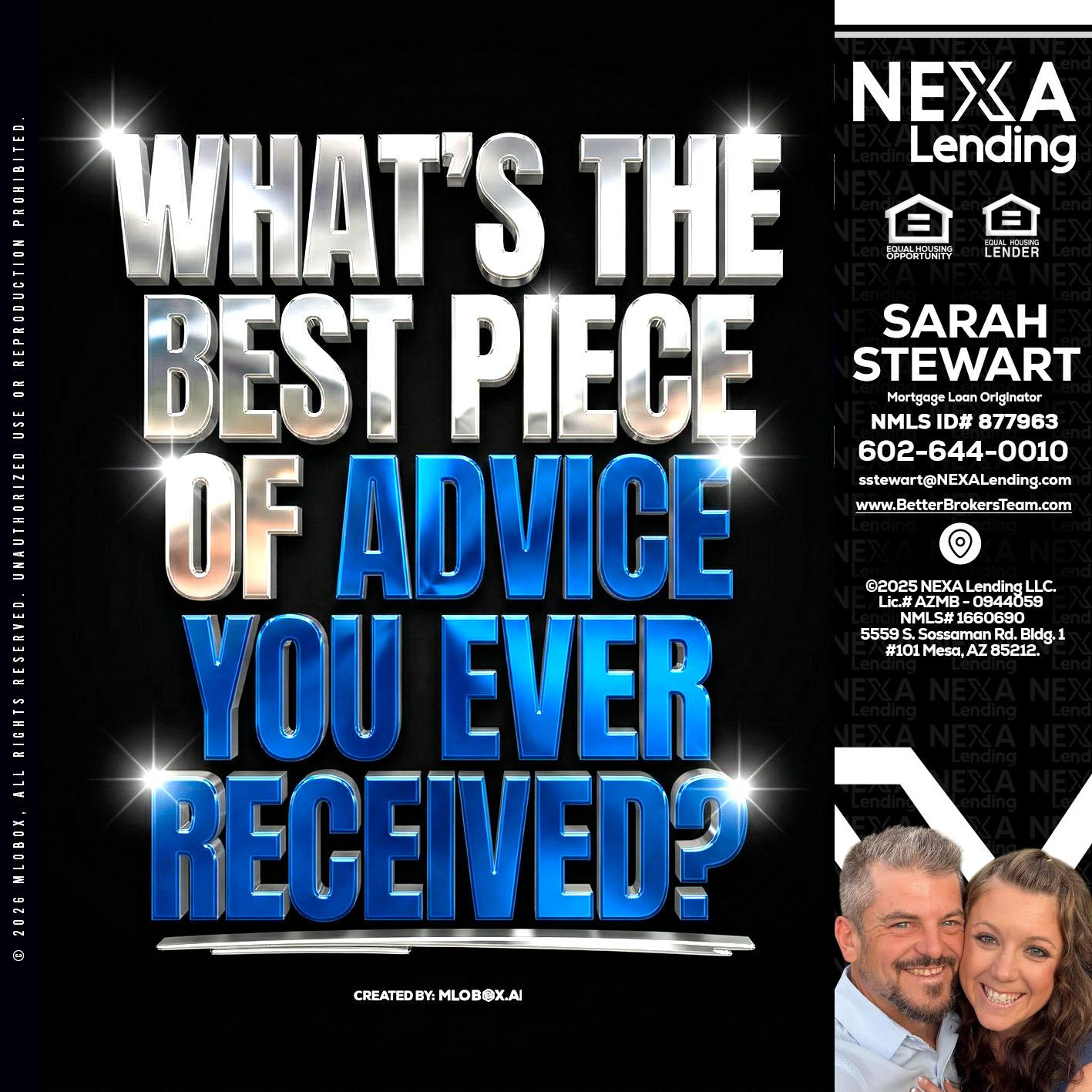 WHATS THE BEST - Sarah Stewart -Mortgage Loan Originator