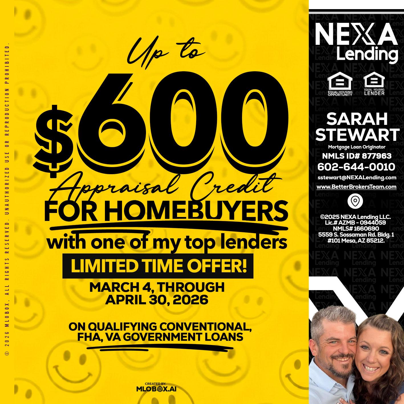 UP TO 600 - Sarah Stewart -Mortgage Loan Originator