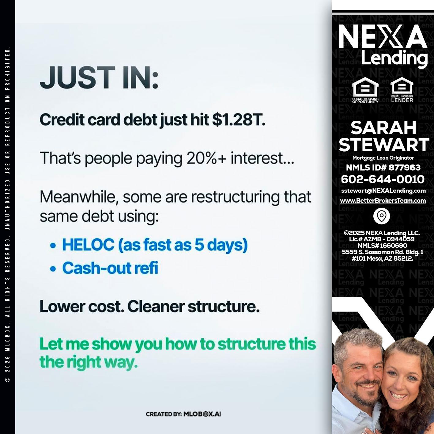 JUST IN - Sarah Stewart -Mortgage Loan Originator