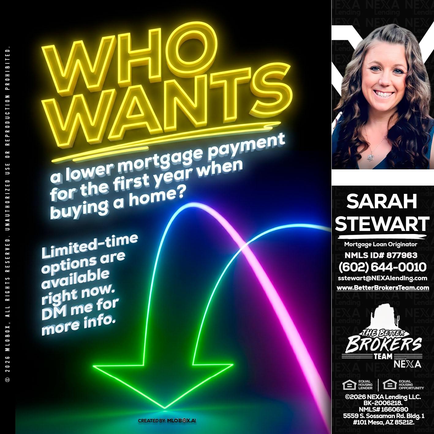 WHO WANTS - Sarah Stewart -Mortgage Loan Originator