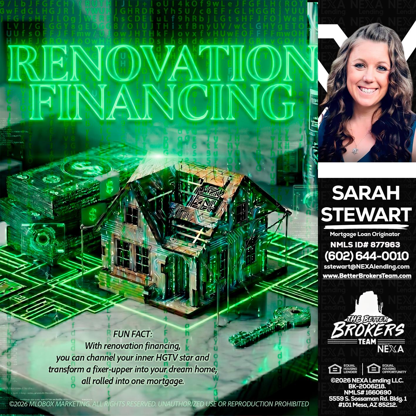 RENOVATION FINANCING - Sarah Stewart -Mortgage Loan Originator