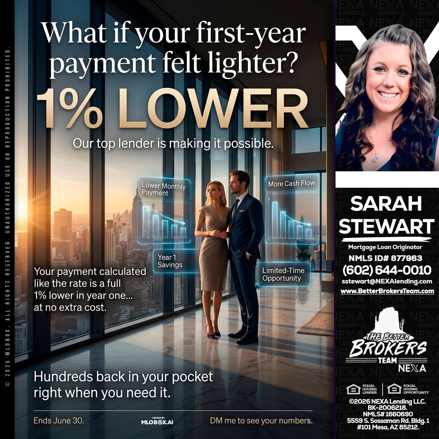 1% LOWER - Sarah Stewart -Mortgage Loan Originator