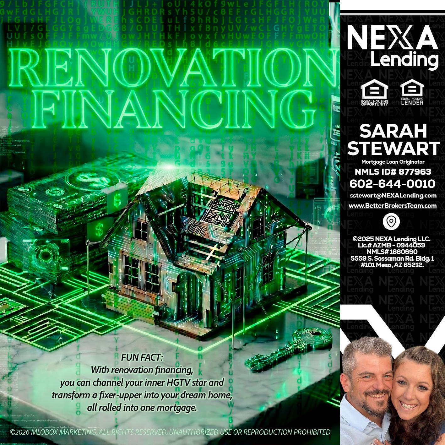 RENOVATION FINANCING - Sarah Stewart -Mortgage Loan Originator