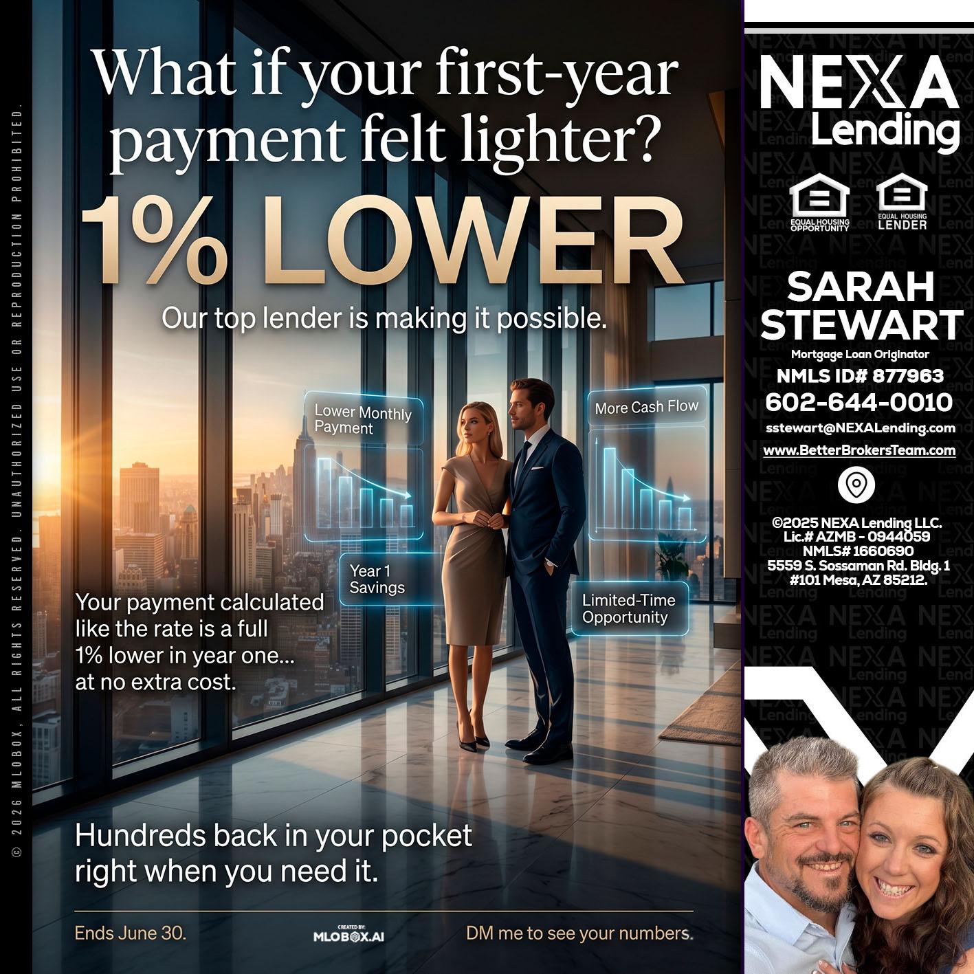 1% LOWER - Sarah Stewart -Mortgage Loan Originator