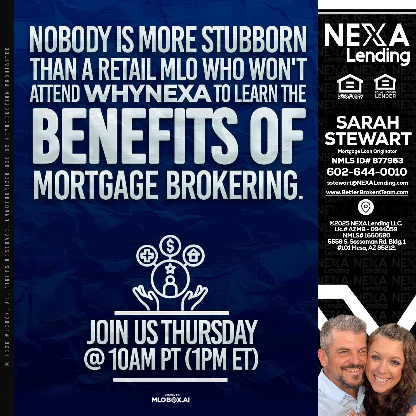 NOBODY IS MORE - Sarah Stewart -Mortgage Loan Originator