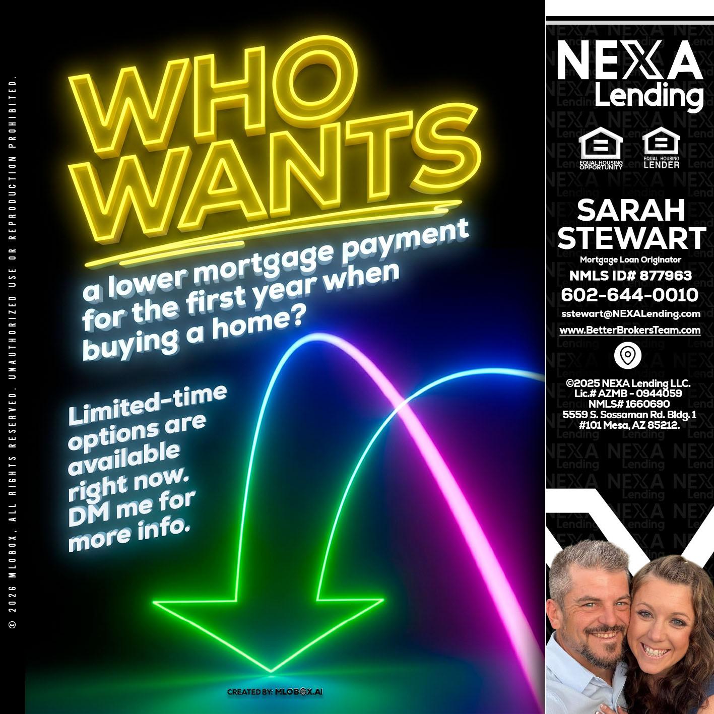 WHO WANTS - Sarah Stewart -Mortgage Loan Originator