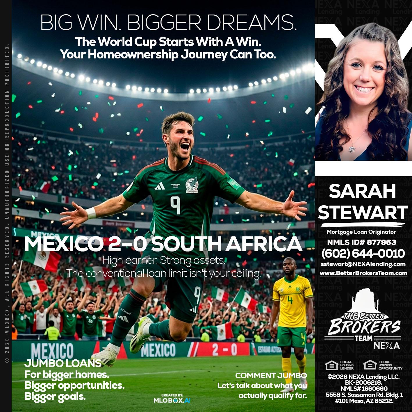 MEXICO 2-0 SOUTH AFRICA - Sarah Stewart -Mortgage Loan Originator