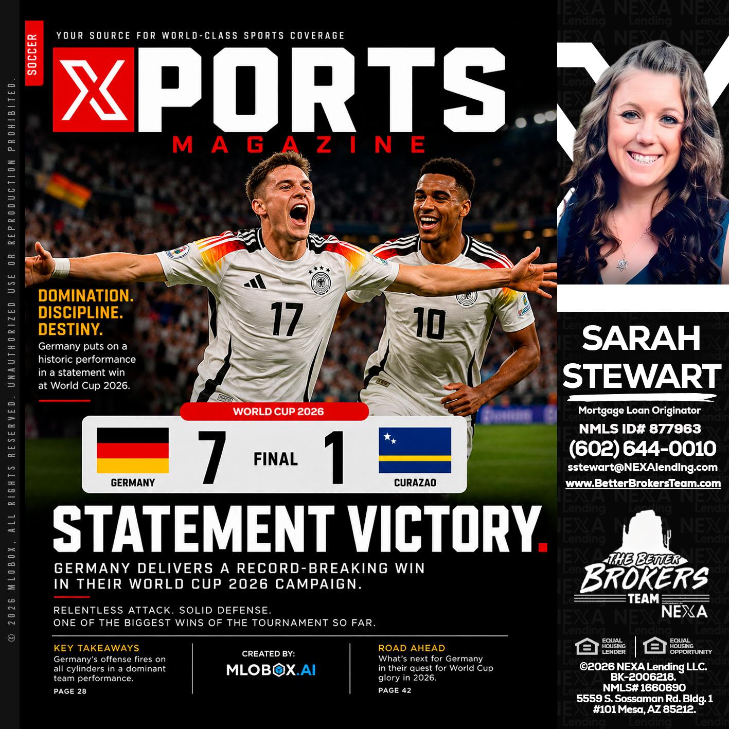 GERMANY VS CURASSAO (7-1) - Sarah Stewart -Mortgage Loan Originator