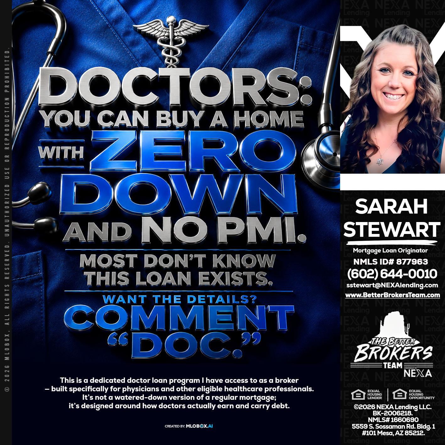 DOCTORS YOU CAN BUY - Sarah Stewart -Mortgage Loan Originator