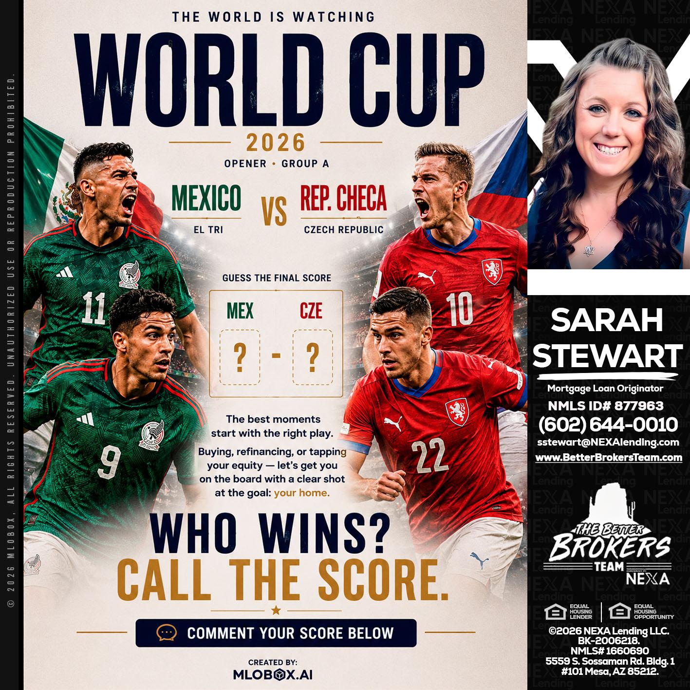 WORLD CUP 2026 - Sarah Stewart -Mortgage Loan Originator