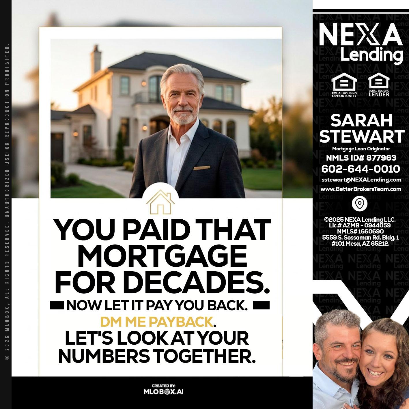 YOU PAID THAT MORTGAGE - Sarah Stewart -Mortgage Loan Originator