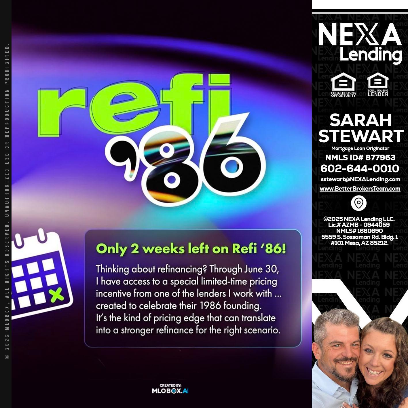 REFI 86 - Sarah Stewart -Mortgage Loan Originator
