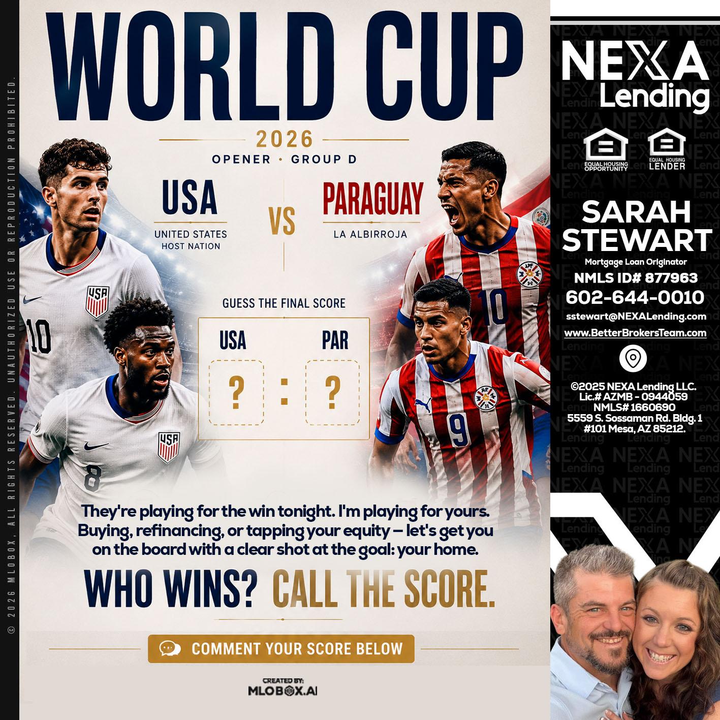 WORLD CUP 2026 - Sarah Stewart -Mortgage Loan Originator