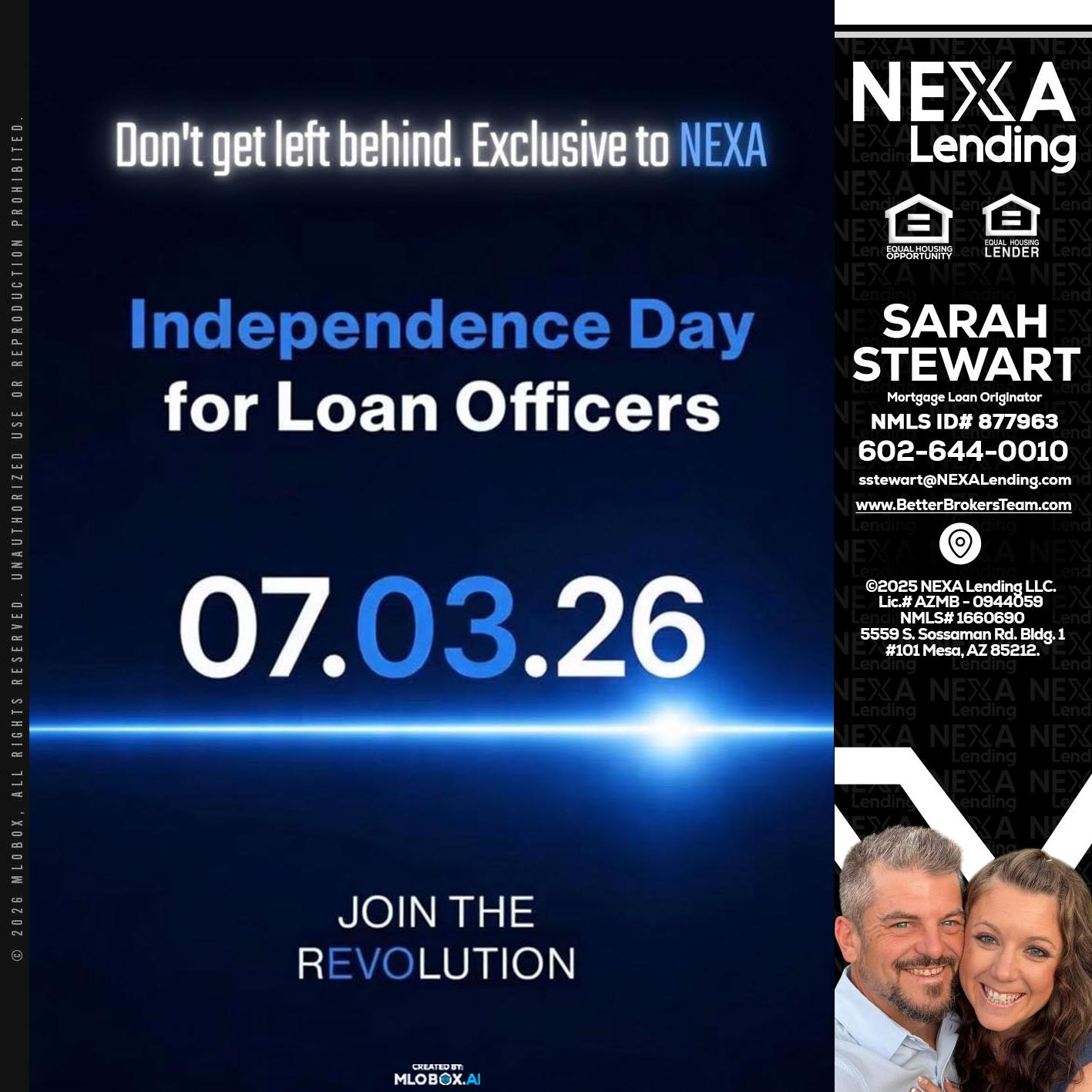 INDEPENDENCE DAY - Sarah Stewart -Mortgage Loan Originator