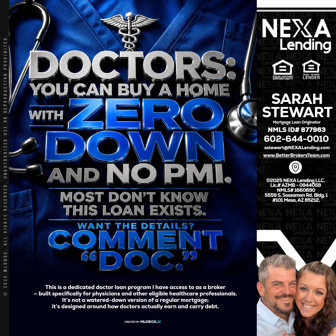 DOCTORS YOU CAN BUY - Sarah Stewart -Mortgage Loan Originator