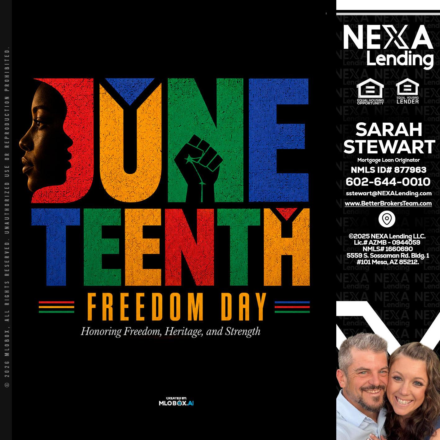 Juneteenth - Sarah Stewart -Mortgage Loan Originator