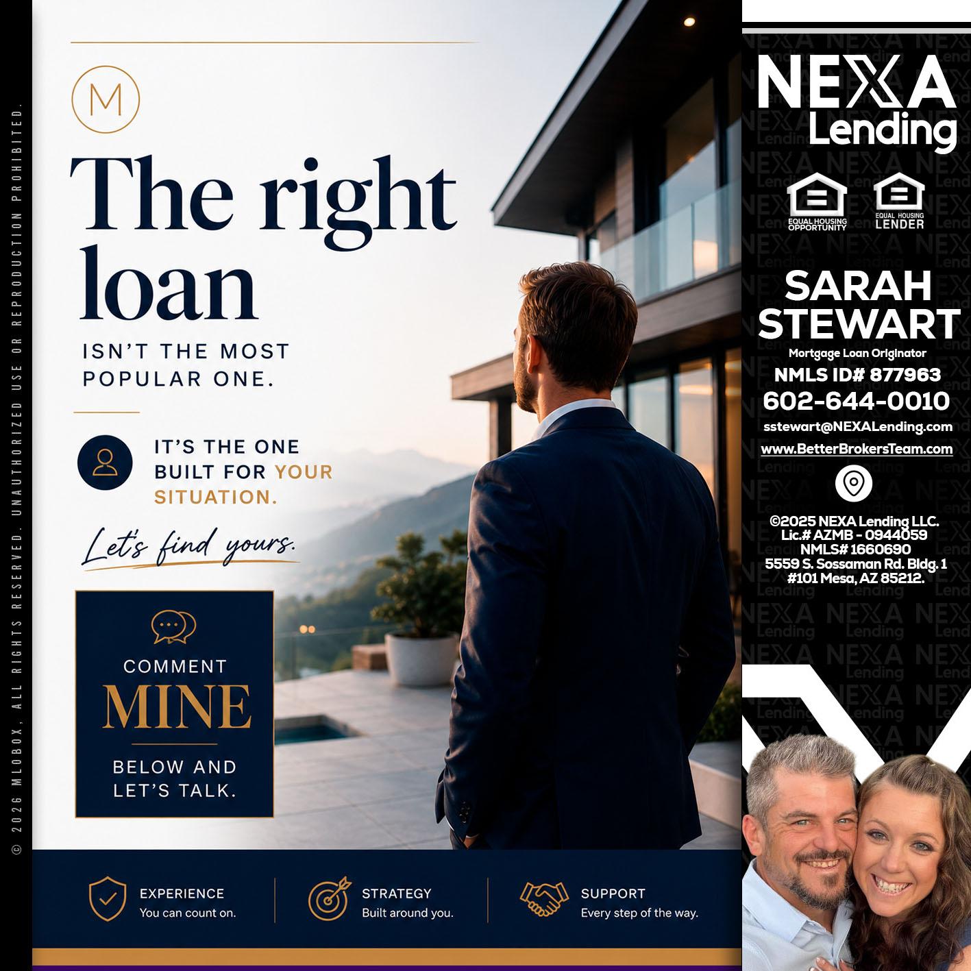THE RIGHT LOAN - Sarah Stewart -Mortgage Loan Originator
