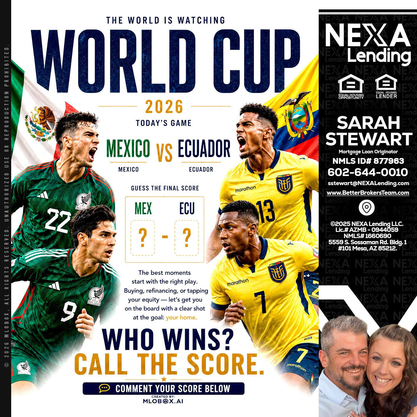 WORLD CUP 2026 - Sarah Stewart -Mortgage Loan Originator