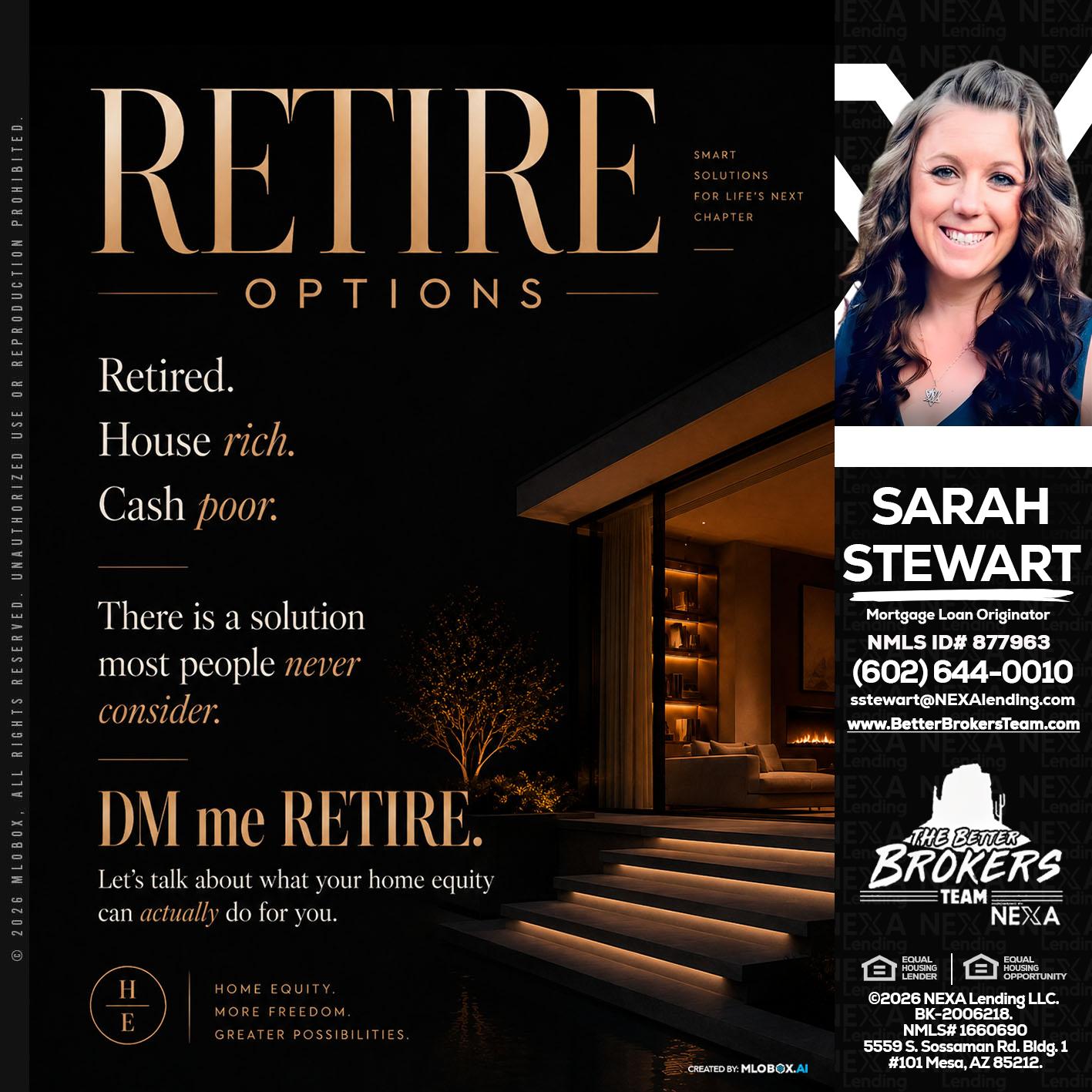 RETIRE LOANS - Sarah Stewart -Mortgage Loan Originator
