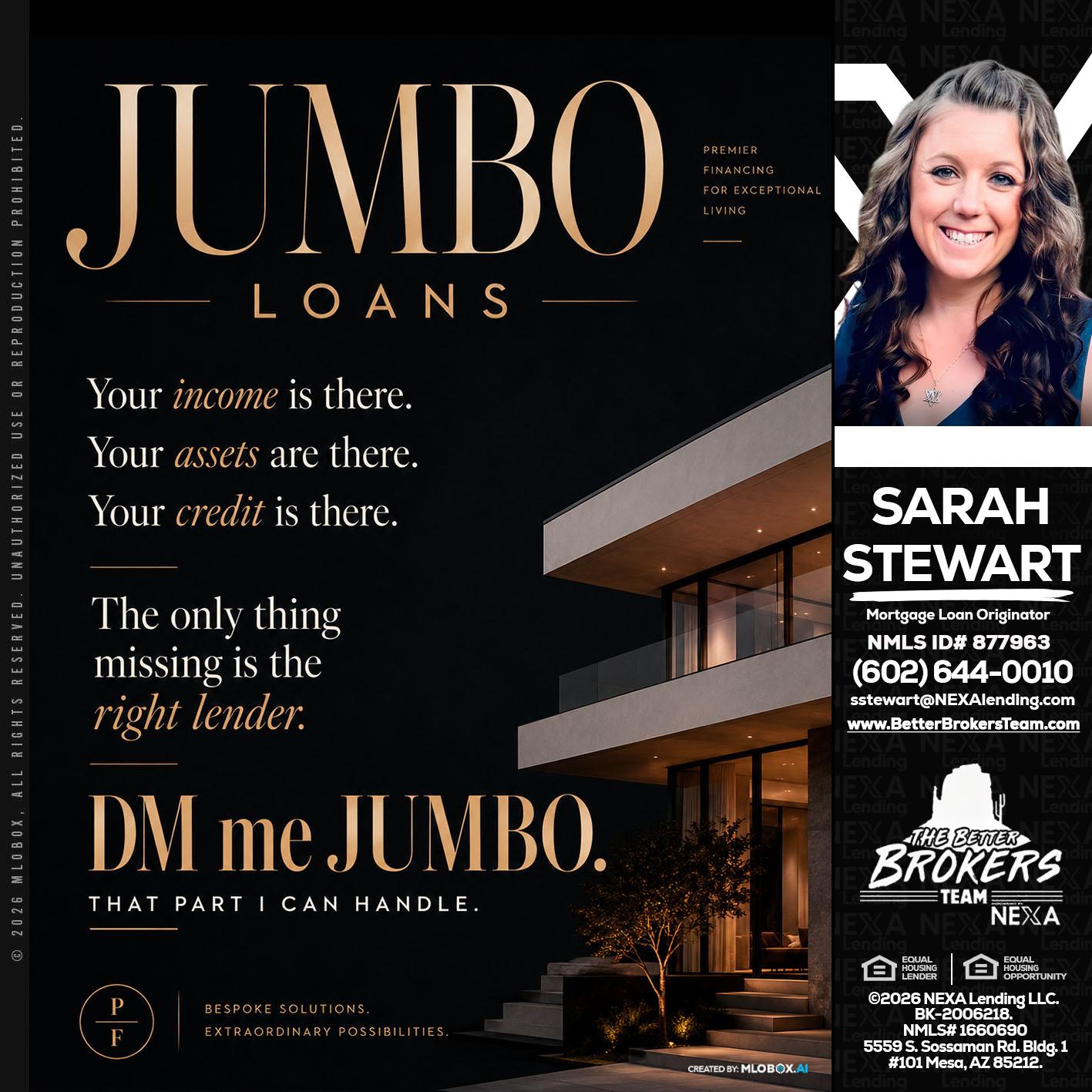 JUMBO LOANS - Sarah Stewart -Mortgage Loan Originator