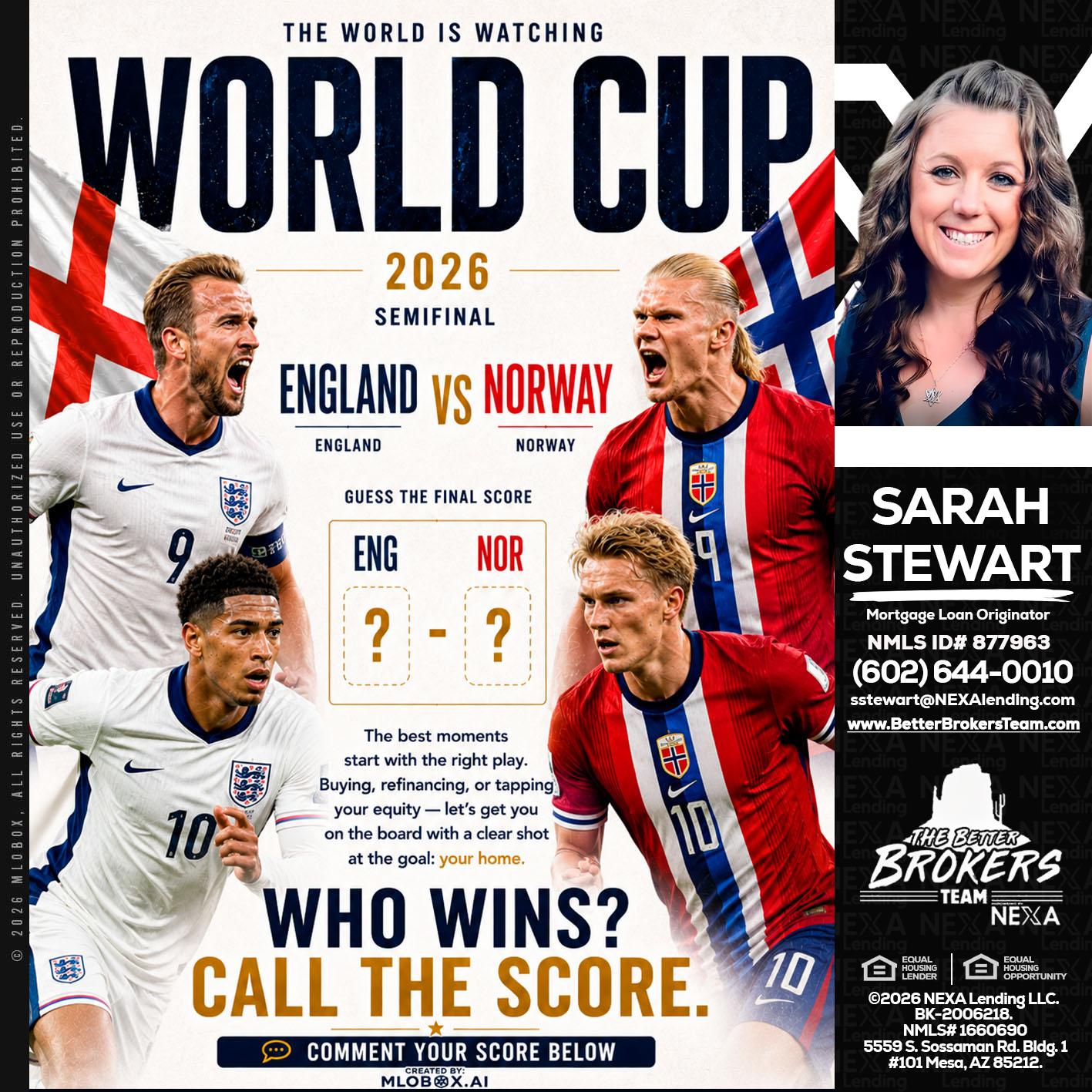 WORLD CUP 2026 - Sarah Stewart -Mortgage Loan Originator