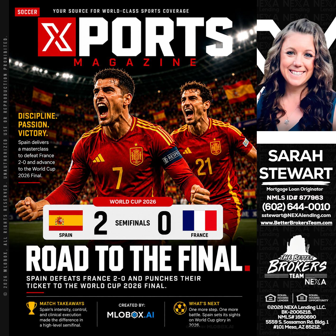 XPORTS WORLD CUP 2026 - Sarah Stewart -Mortgage Loan Originator
