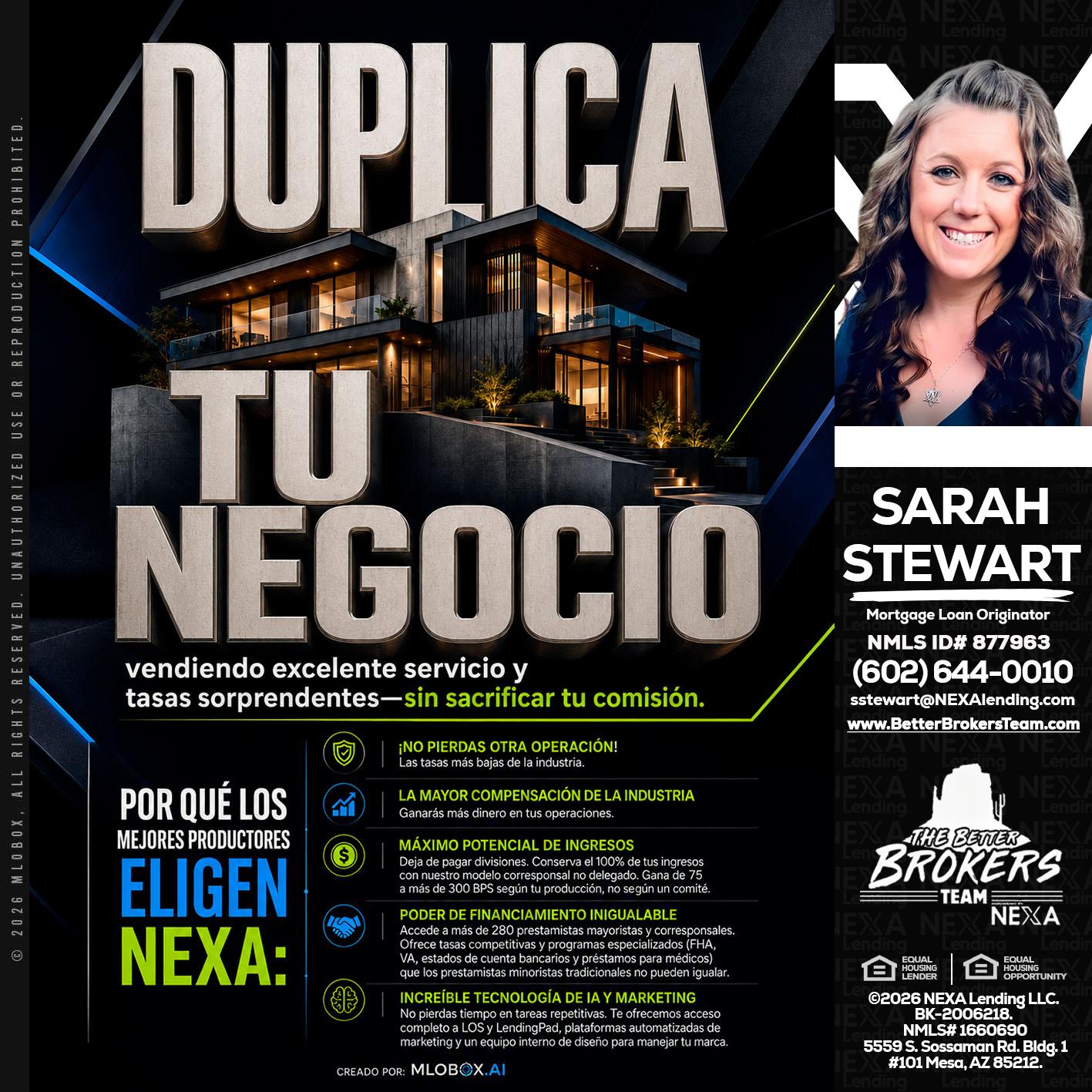 DUPLICA TU NEGOCIO - Sarah Stewart -Mortgage Loan Originator