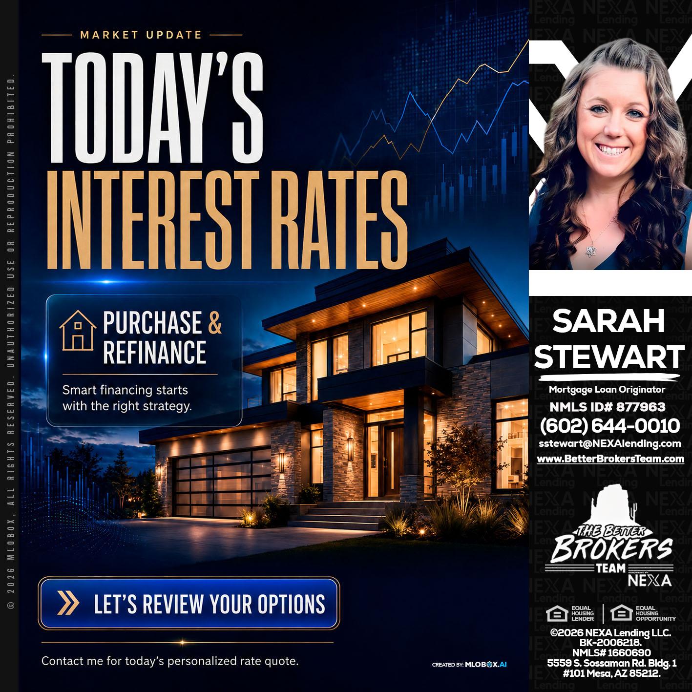 TODAYS RATES - Sarah Stewart -Mortgage Loan Originator