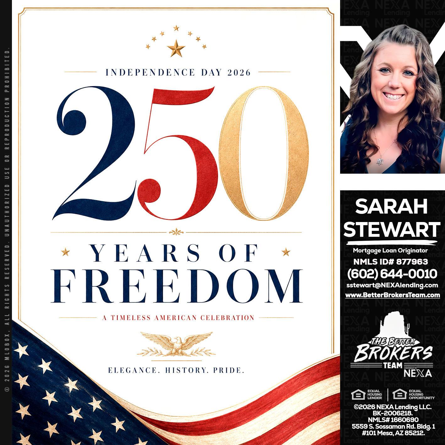 250 YEARS - Sarah Stewart -Mortgage Loan Originator