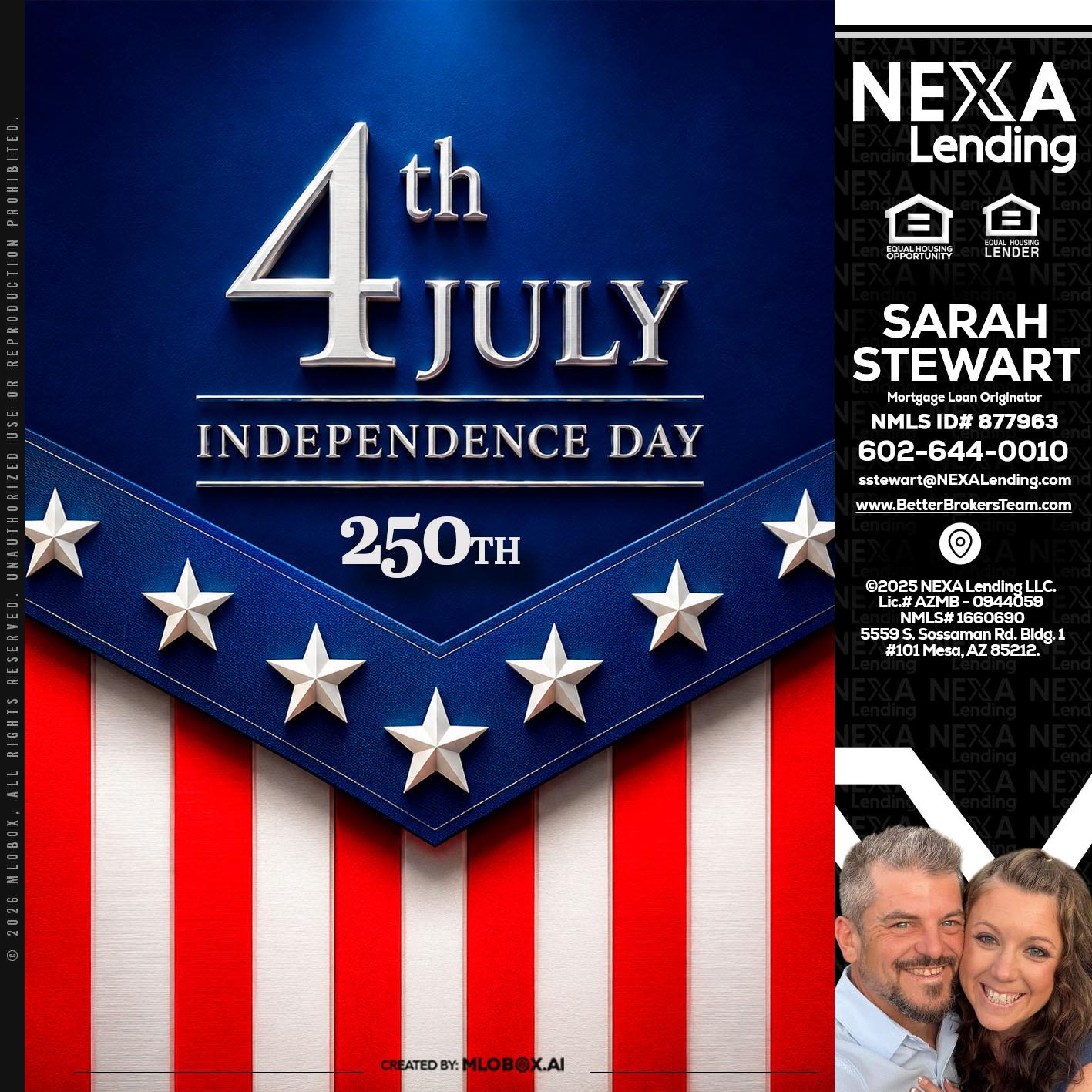 4th of july - Sarah Stewart -Mortgage Loan Originator
