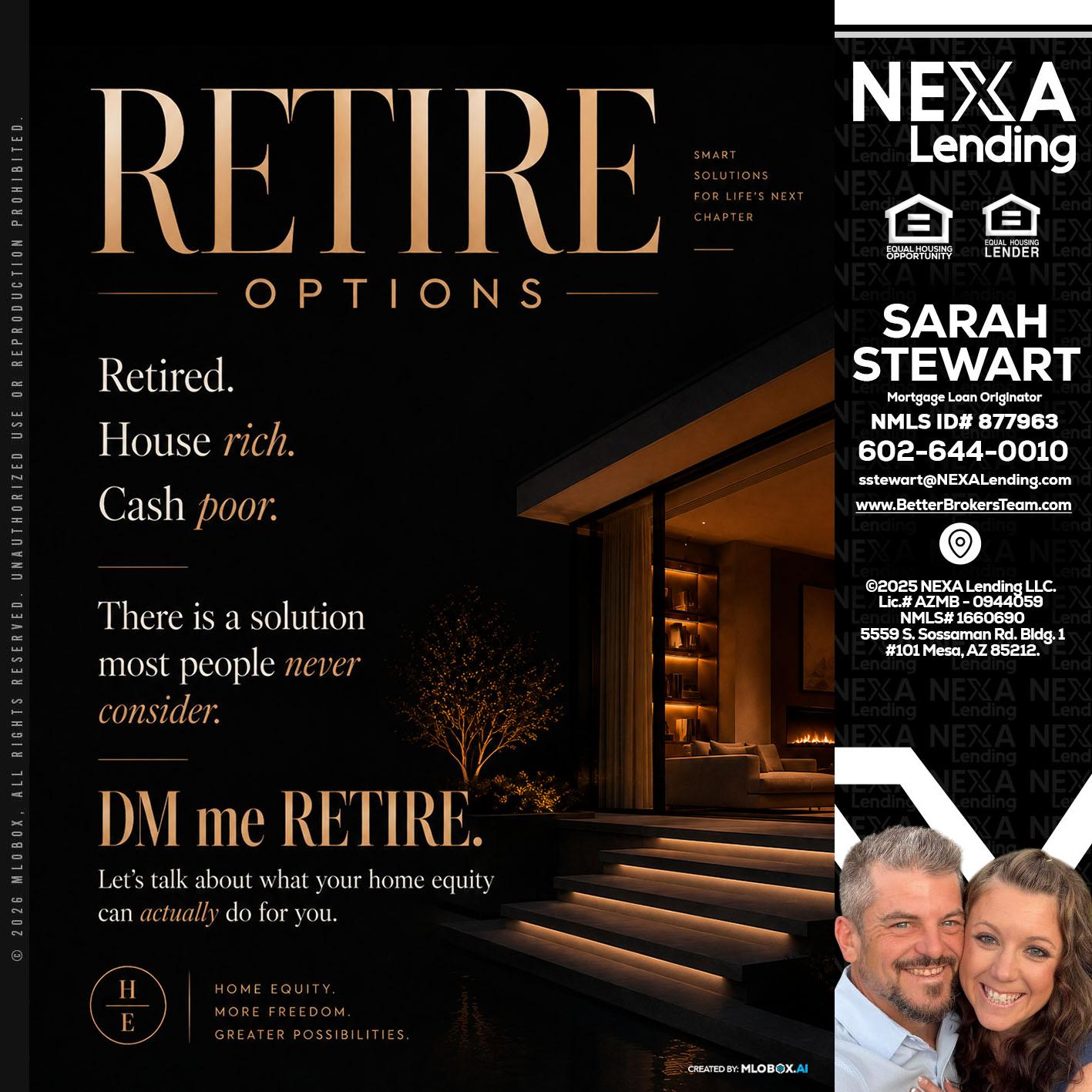 RETIRE LOANS - Sarah Stewart -Mortgage Loan Originator