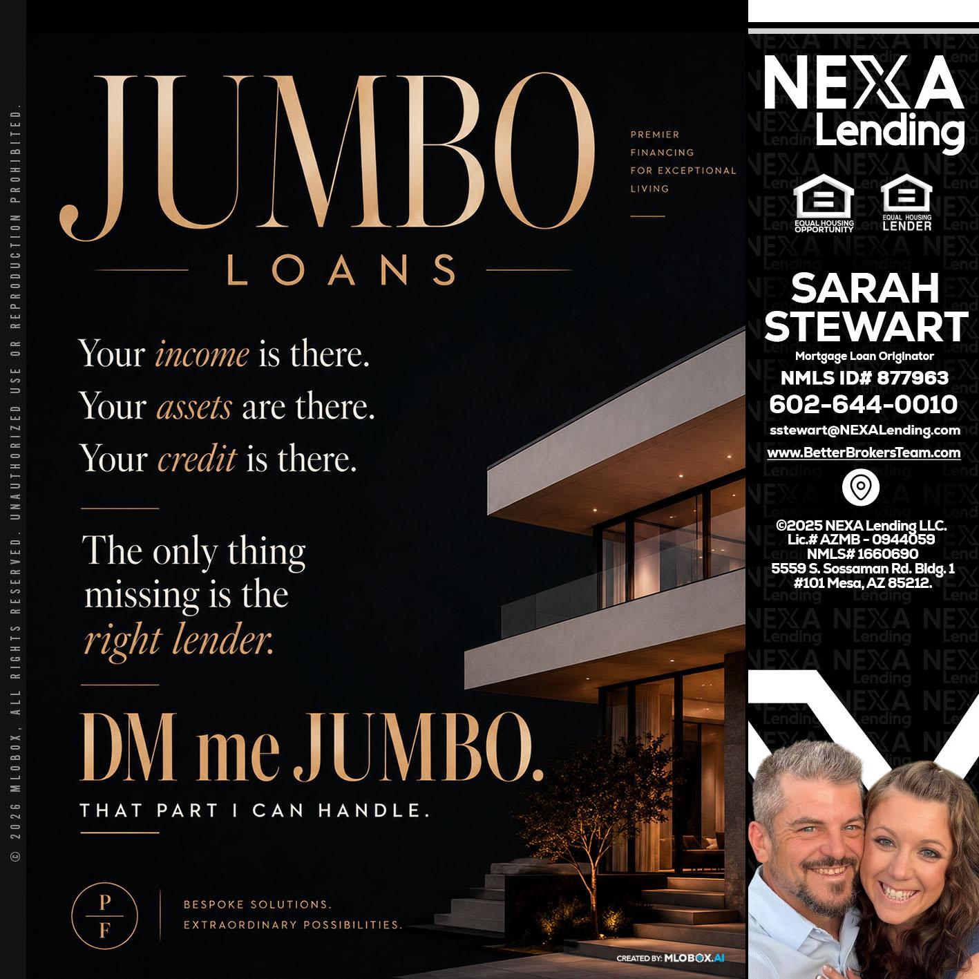 JUMBO LOANS - Sarah Stewart -Mortgage Loan Originator