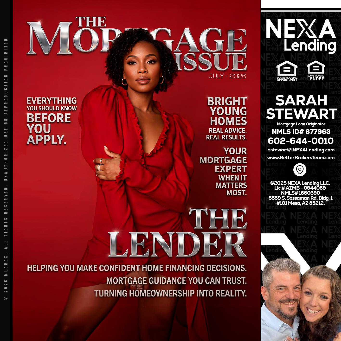 THE MORTGAGE ISSUE JULY - Sarah Stewart -Mortgage Loan Originator