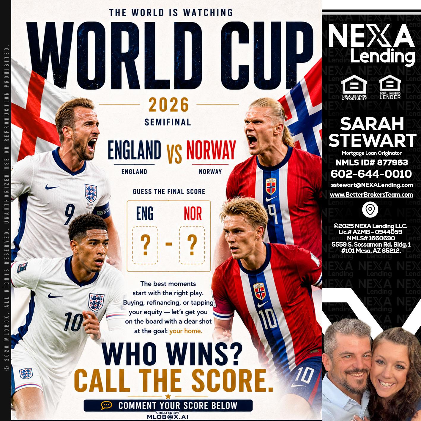 WORLD CUP 2026 - Sarah Stewart -Mortgage Loan Originator