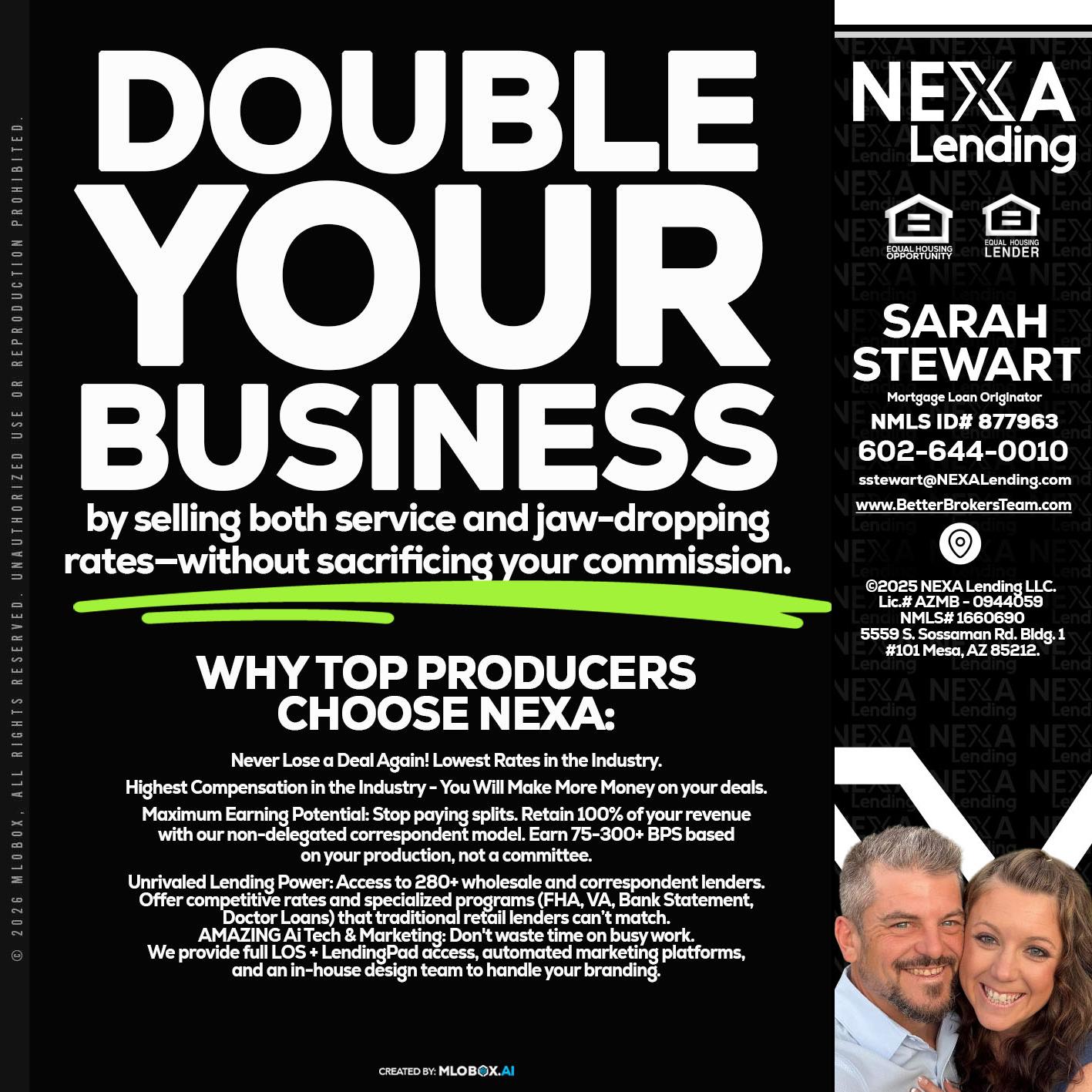 DOUBLE YOUR BUSINESS - Sarah Stewart -Mortgage Loan Originator