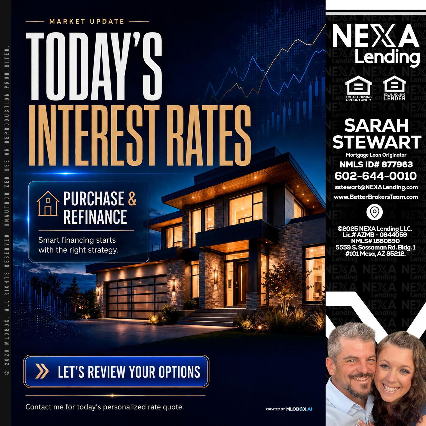 TODAYS RATES - Sarah Stewart -Mortgage Loan Originator